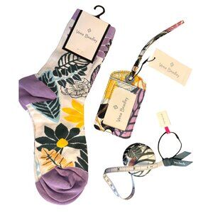 Vera Bradley Floral Socks, Luggage Tag & Tape Measure Set